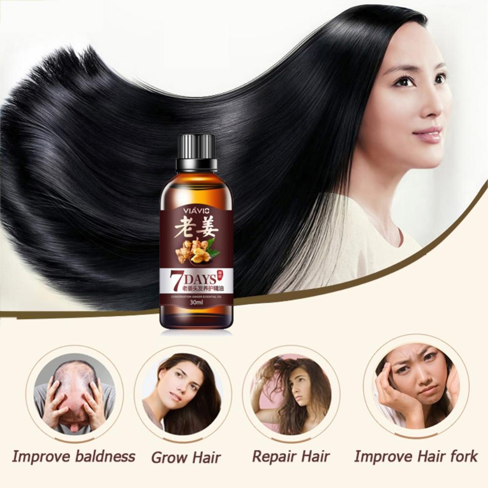 30ml 7 Day Fast Hair Growth Essential Oil Effective Hair Loss Treatment Regrowth Ginger Serum Hair Health Care Beauty